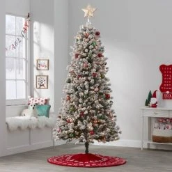 7' Pre-Lit Flocked Douglas Taos Fir Artificial Christmas Tree Clear Lights - Wondershop™