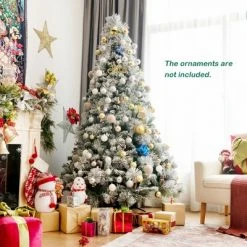 Costway 7ft Snow Flocked Christmas Tree Glitter Tips w/ Pine Cone & Red Berries 12 Costway 7ft Snow Flocked Christmas Tree Glitter Tips w/ Pine Cone & Red Berries -Christmas Trees Sales Store unnamed file 4058