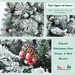Costway 7ft Snow Flocked Christmas Tree Glitter Tips w/ Pine Cone & Red Berries 15 Costway 7ft Snow Flocked Christmas Tree Glitter Tips w/ Pine Cone & Red Berries -Christmas Trees Sales Store unnamed file 4061