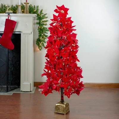 Northlight 4' Prelit Artificial Christmas Tree Fiber Optic Color Changing Red Poinsettia 1 Northlight 4' Prelit Artificial Christmas Tree Fiber Optic Color Changing Red Poinsettia