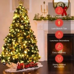 Costway 7.5FT Pre-Lit Artificial Christmas Tree 1100 Tips w/140 Ornaments and 250 Lights -Christmas Trees Sales Store unnamed file 4088