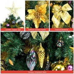 Costway 7.5FT Pre-Lit Artificial Christmas Tree 1100 Tips w/140 Ornaments and 250 Lights -Christmas Trees Sales Store unnamed file 4090