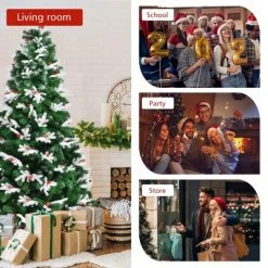 Costway 7ft Unlit Snowy Hinged Christmas Tree w/ 1180 Mixed Tips & Red Berries -Christmas Trees Sales Store unnamed file 4099