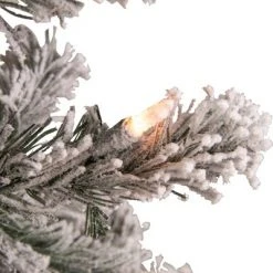 Northlight 4.5' Pre-Lit Flocked Madison Pine Artificial Christmas Tree, Clear Lights