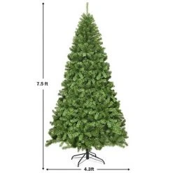 Costway 6Ft/7.5Ft/9Ft Unlit Hinged PVC Artificial Christmas Tree Premium Spruce Tree w/ 928 Tips/1346 Tips/2094 Tips