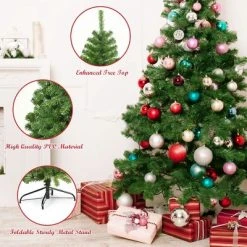 Costway 6Ft/7.5Ft/9Ft Unlit Hinged PVC Artificial Christmas Tree Premium Spruce Tree w/ 928 Tips/1346 Tips/2094 Tips -Christmas Trees Sales Store unnamed file 4127