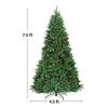 Costway 4.5Ft6.5Ft7.5Ft Pre-lit Hinged Christmas Tree w/ Pine Cones Red Berries and 300450450 LED Lights