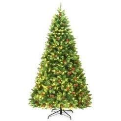 Costway 4.5Ft6.5Ft7.5Ft Pre-lit Hinged Christmas Tree w/ Pine Cones Red Berries and 300450450 LED Lights -Christmas Trees Sales Store unnamed file 4144