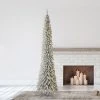 Home Heritage Evergreen Classics Pre Lit Pencil Pine Artificial Holiday Christmas Tree with Warm White LED Lights and Metal Stand