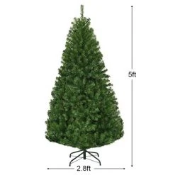 Costway Pre-Lit Artificial Christmas Tree 5Ft Hinged 150 LED Lights