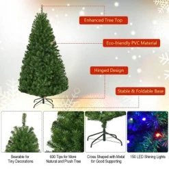 Costway Pre-Lit Artificial Christmas Tree 5Ft Hinged 150 LED Lights -Christmas Trees Sales Store unnamed file 4189