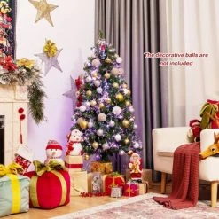 Costway 5ft Pre-lit Fiber Optic PVC Artificial Christmas Tree w/ 449 Branch Tips -Christmas Trees Sales Store unnamed file 4206