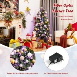 Costway 5ft Pre-lit Fiber Optic PVC Artificial Christmas Tree w/ 449 Branch Tips -Christmas Trees Sales Store unnamed file 4210