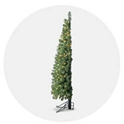 Home Heritage Artificial Pine Corner Christmas Tree Prelit with Warm White LED Lights, PVC Foliage, Metal Stand, Green -Christmas Trees Sales Store unnamed file 4215