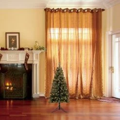 Home Heritage Artificial Pine Corner Christmas Tree Prelit with Warm White LED Lights, PVC Foliage, Metal Stand, Green -Christmas Trees Sales Store unnamed file 4217