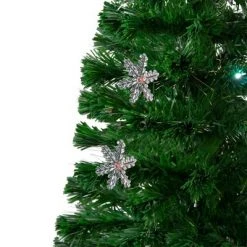 Northlight 4' Prelit Artificial Christmas Tree Color Changing Fiber Optic with Snowflakes