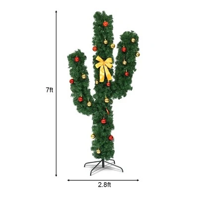 Costway 7Ft Pre-Lit Cactus Christmas Tree LED Lights Ball Ornaments 1 Costway 7Ft Pre-Lit Cactus Christmas Tree LED Lights Ball Ornaments