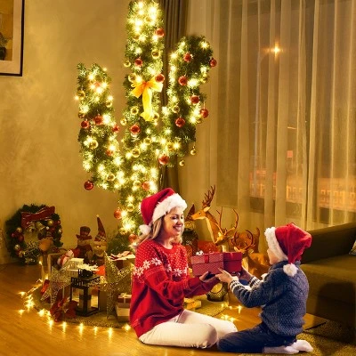 Costway 7Ft Pre-Lit Cactus Christmas Tree LED Lights Ball Ornaments 2 Costway 7Ft Pre-Lit Cactus Christmas Tree LED Lights Ball Ornaments - Image 2