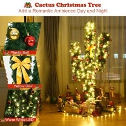 Costway 7Ft Pre-Lit Cactus Christmas Tree LED Lights Ball Ornaments 10 Costway 7Ft Pre-Lit Cactus Christmas Tree LED Lights Ball Ornaments -Christmas Trees Sales Store unnamed file 4237