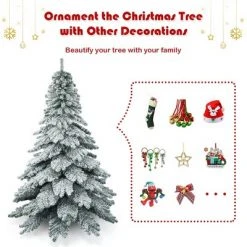 Costway 7.5 ft Snow Flocked Artificial Christmas Tree Hinged Alaskan Pine Tree Holiday -Christmas Trees Sales Store unnamed file 4259