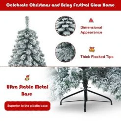 Costway 7.5 ft Snow Flocked Artificial Christmas Tree Hinged Alaskan Pine Tree Holiday -Christmas Trees Sales Store unnamed file 4263