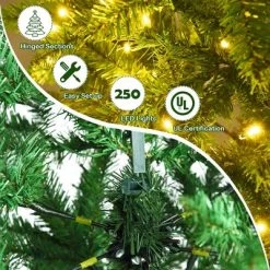 Costway 6Ft Pre-lit Artificial Pencil Christmas Tree Hinged Fir PVC Tree /250 LED Lights -Christmas Trees Sales Store unnamed file 4270