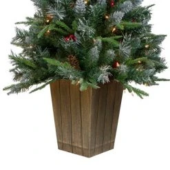 Northlight 4' Pre-Lit Frosted Mixed Berry Pine Artificial Christmas Tree in Pot - Clear Lights -Christmas Trees Sales Store unnamed file 4278