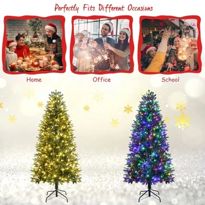 Costway 6ft Pre-lit Hinged Christmas Tree w/ 350 LED Lights & 9 Dynamic Effects 7 Costway 6ft Pre-lit Hinged Christmas Tree w/ 350 LED Lights & 9 Dynamic Effects - Image 7