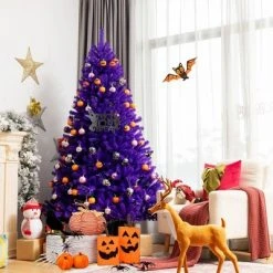 Costway 6ft Pre-lit Purple Halloween Christmas Tree w/ Orange Lights Pumpkin Decorations 12 Costway 6ft Pre-lit Purple Halloween Christmas Tree w/ Orange Lights Pumpkin Decorations -Christmas Trees Sales Store unnamed file 4321