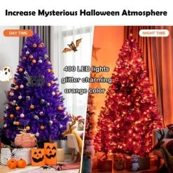 Costway 6ft Pre-lit Purple Halloween Christmas Tree w/ Orange Lights Pumpkin Decorations 13 Costway 6ft Pre-lit Purple Halloween Christmas Tree w/ Orange Lights Pumpkin Decorations -Christmas Trees Sales Store unnamed file 4322
