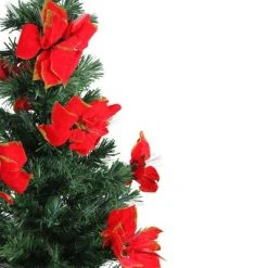 Northlight 4' Pre-Lit Poinsettias Artificial Christmas Tree - Multicolor Lights