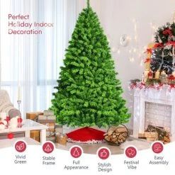 Costway 7.5ft Snow Flocked Hinged Artificial Christmas Tree w/ Metal Stand Green 15 Costway 7.5ft Snow Flocked Hinged Artificial Christmas Tree w/ Metal Stand Green -Christmas Trees Sales Store unnamed file 4341