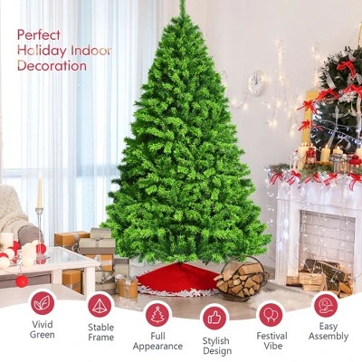 Costway 7.5ft Snow Flocked Hinged Artificial Christmas Tree w/ Metal Stand Green 7 Costway 7.5ft Snow Flocked Hinged Artificial Christmas Tree w/ Metal Stand Green - Image 7
