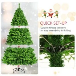 Costway 7.5ft Snow Flocked Hinged Artificial Christmas Tree w/ Metal Stand Green 16 Costway 7.5ft Snow Flocked Hinged Artificial Christmas Tree w/ Metal Stand Green -Christmas Trees Sales Store unnamed file 4342