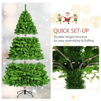 Costway 7.5ft Snow Flocked Hinged Artificial Christmas Tree w/ Metal Stand Green 8 Costway 7.5ft Snow Flocked Hinged Artificial Christmas Tree w/ Metal Stand Green - Image 8