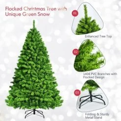 Costway 7.5ft Snow Flocked Hinged Artificial Christmas Tree w/ Metal Stand Green 17 Costway 7.5ft Snow Flocked Hinged Artificial Christmas Tree w/ Metal Stand Green -Christmas Trees Sales Store unnamed file 4343