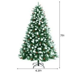 Costway 7ft Unlit Hinged Artificial Christmas Tree w/ Snow Flocked Tips and Red Berries 11 Costway 7ft Unlit Hinged Artificial Christmas Tree w/ Snow Flocked Tips and Red Berries -Christmas Trees Sales Store unnamed file 4353