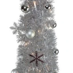Northlight 6' Pre-Lit Silver Pre-Decorated Pop-Up Artificial Christmas Tree