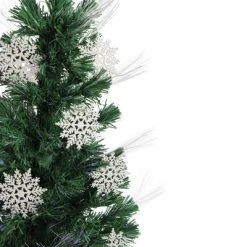 Northlight 3' Prelit Artificial Christmas Tree Fiber Optic with White Snowflakes - Multi-Color Lights