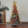 Northlight 6' Prelit Artificial Christmas Tree Gold and Red Decorated Pop-Up - Clear Lights