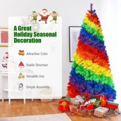 Costway 7FT Artificial Hinged Colorful Rainbow Full Fir Christmas Tree with 1213 Tips 12 Costway 7FT Artificial Hinged Colorful Rainbow Full Fir Christmas Tree with 1213 Tips -Christmas Trees Sales Store unnamed file 4393