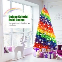 Costway 7FT Artificial Hinged Colorful Rainbow Full Fir Christmas Tree with 1213 Tips 13 Costway 7FT Artificial Hinged Colorful Rainbow Full Fir Christmas Tree with 1213 Tips -Christmas Trees Sales Store unnamed file 4394