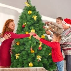 Costway 7 ft Hinged Artificial Christmas Tree Holiday Decoration w/ Foldable Metal Stand -Christmas Trees Sales Store unnamed file 4402