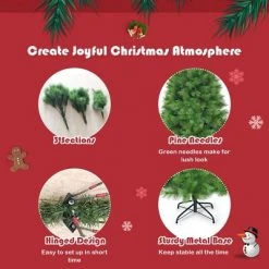 Costway 7 ft Hinged Artificial Christmas Tree Holiday Decoration w/ Foldable Metal Stand -Christmas Trees Sales Store unnamed file 4407
