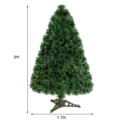 Costway Pre-Lit Fiber Optic Artificial PVC Christmas Tree Tabletop 3Ft 1 Costway Pre-Lit Fiber Optic Artificial PVC Christmas Tree Tabletop 3Ft