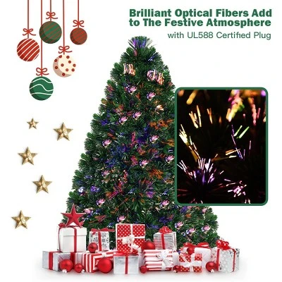 Costway Pre-Lit Fiber Optic Artificial PVC Christmas Tree Tabletop 3Ft 2 Costway Pre-Lit Fiber Optic Artificial PVC Christmas Tree Tabletop 3Ft - Image 2