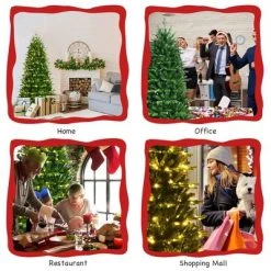 Costway 6FT Pre-Lit Hinged Christmas Tree 1664 PE & PVC Tips w/ 310 Lights & Foot Switch -Christmas Trees Sales Store unnamed file 4420