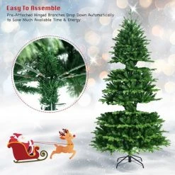 Costway 6FT Pre-Lit Hinged Christmas Tree 1664 PE & PVC Tips w/ 310 Lights & Foot Switch -Christmas Trees Sales Store unnamed file 4423
