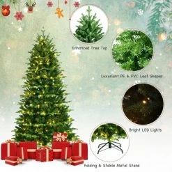 Costway 6FT Pre-Lit Hinged Christmas Tree 1664 PE & PVC Tips w/ 310 Lights & Foot Switch -Christmas Trees Sales Store unnamed file 4424