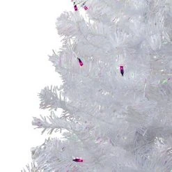 Northlight 4' Prelit Artificial Christmas Tree White Iridescent Pine - Pink/Purple Lights